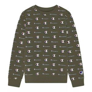 Champion® Allover Print Fleece Crew Sweatshirt - Olive NWT!